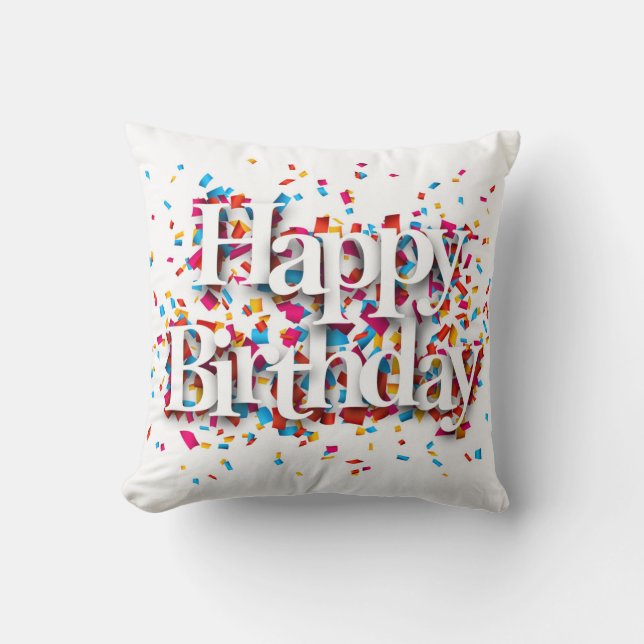 Happy Birthday Throw Pillow (Front)