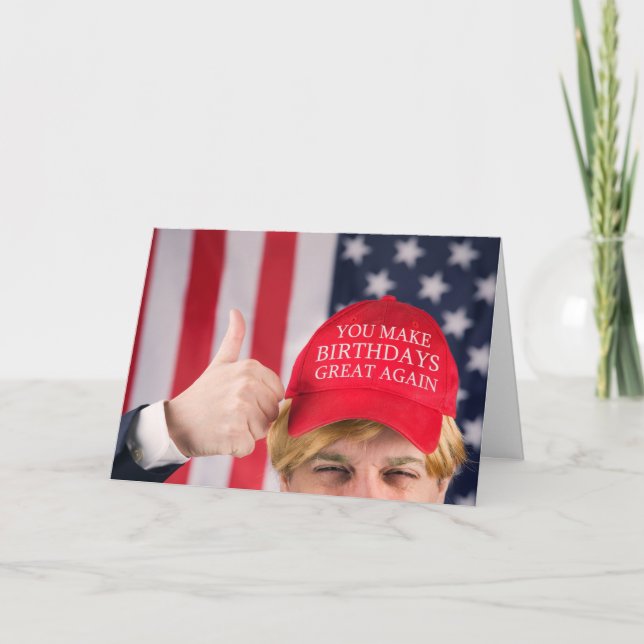 Happy Birthday THumbs Up Trump Humor Card (Front)