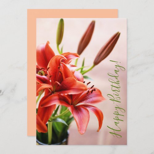 Happy Birthday Tiger Lilies Photo Custom Card