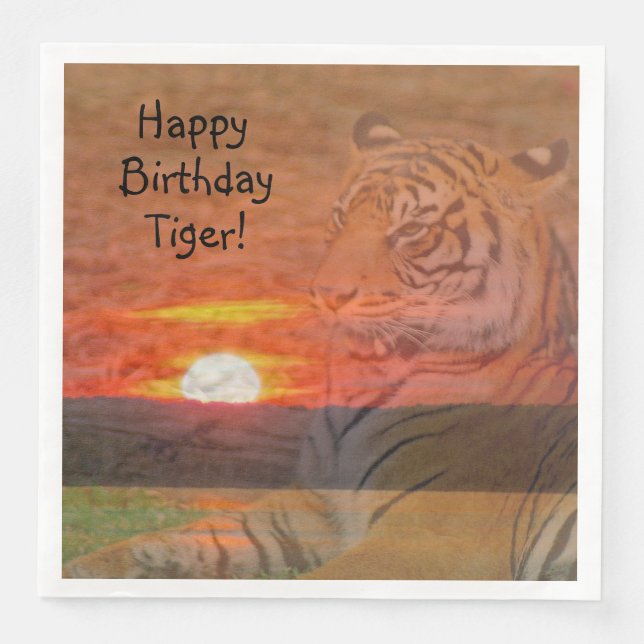 Happy Birthday Tiger Paper Dinner Napkins (Front)