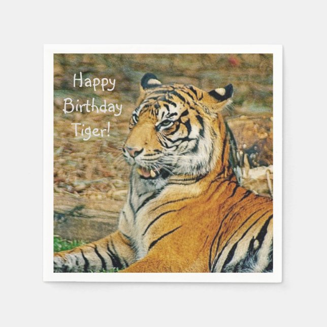 Happy Birthday Tiger Paper Napkins (Front)