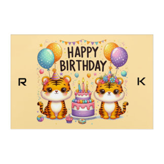 Happy Birthday Tiger Party Custom R K Initial Home Acrylic Print