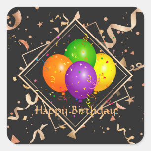 Happy Birthday, time to celebrate, Square Sticker