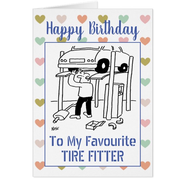 Happy Birthday Tire Fitter Cards (Front)