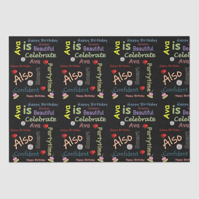 Happy Birthday Tissue Paper Ava (Front)