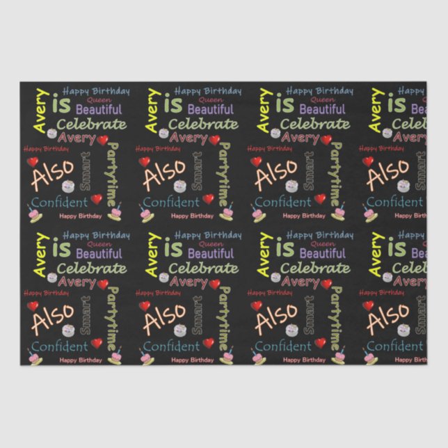 Happy Birthday Tissue Paper Avery (Front)