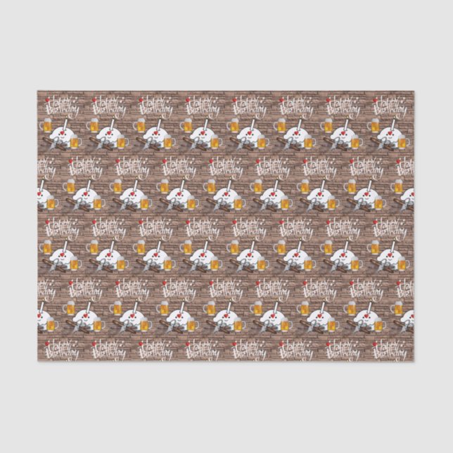 Happy Birthday Tissue Paper Beer (Front)