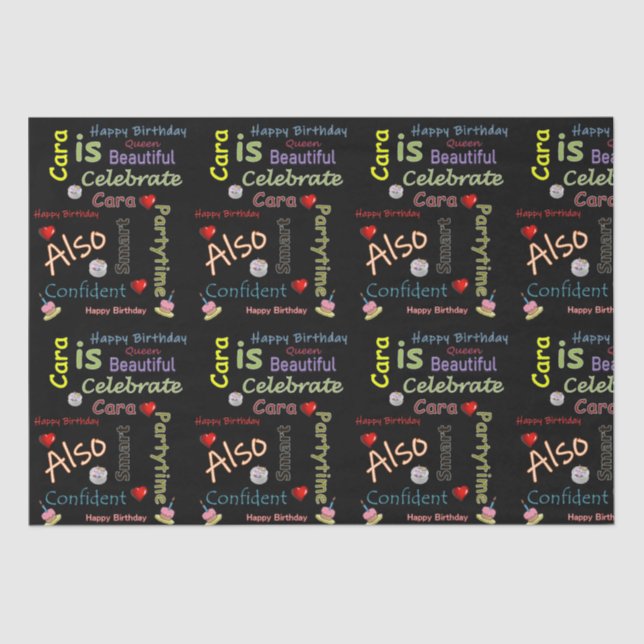 Happy Birthday Tissue Paper Cara (Front)