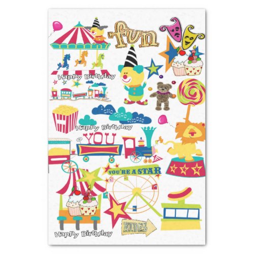 Happy Birthday Tissue Paper Carnival Circus