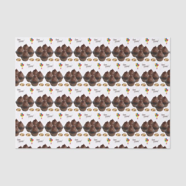 Happy Birthday Tissue Paper Chocolate Cupcake (Front)