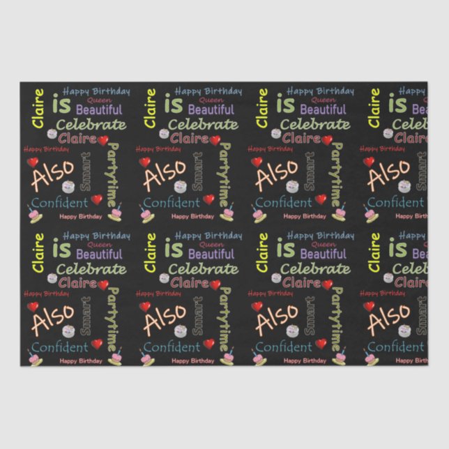 Happy Birthday Tissue Paper Claire (Front)