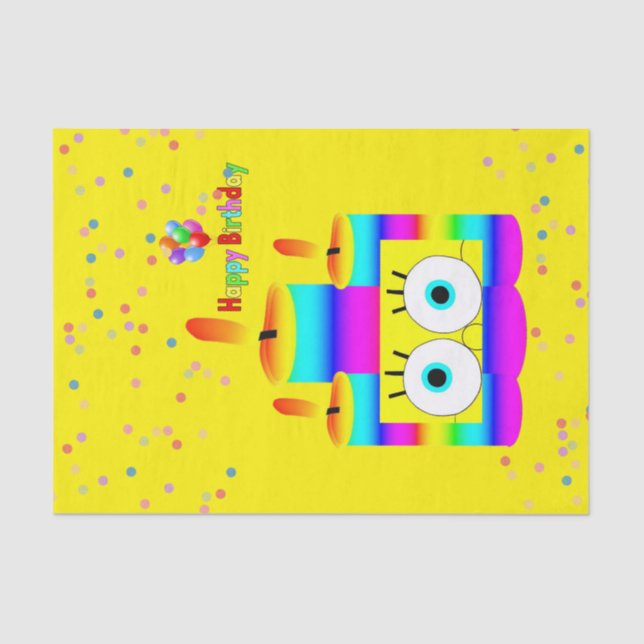 Happy Birthday Tissue Paper Colorful Candle (Front)