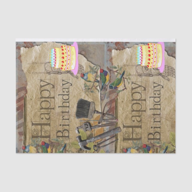 Happy Birthday Tissue Paper Construction Tools (Front)