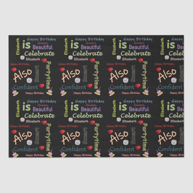 Happy Birthday Tissue Paper Elizabeth (Front)