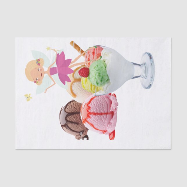 Happy Birthday Tissue Paper Fairy Ice Cream (Front)