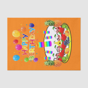 Happy Birthday Tissue Paper Fruit Cake