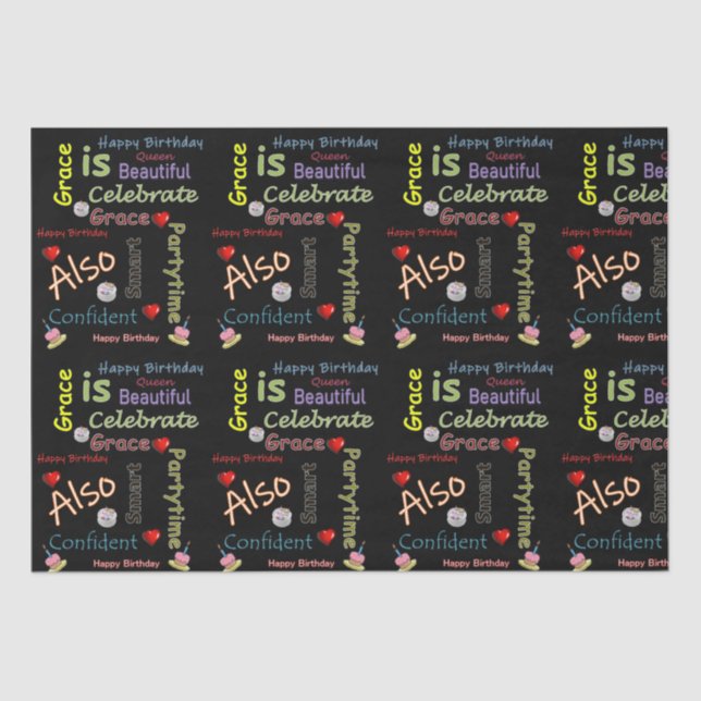 Happy Birthday Tissue Paper Grace (Front)