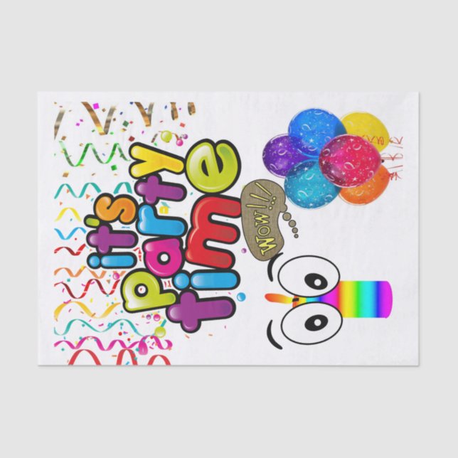 Happy Birthday Tissue Paper It's Party Time Candle (Front)