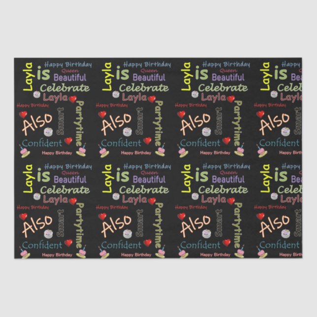 Happy Birthday Tissue Paper Layla (Front)