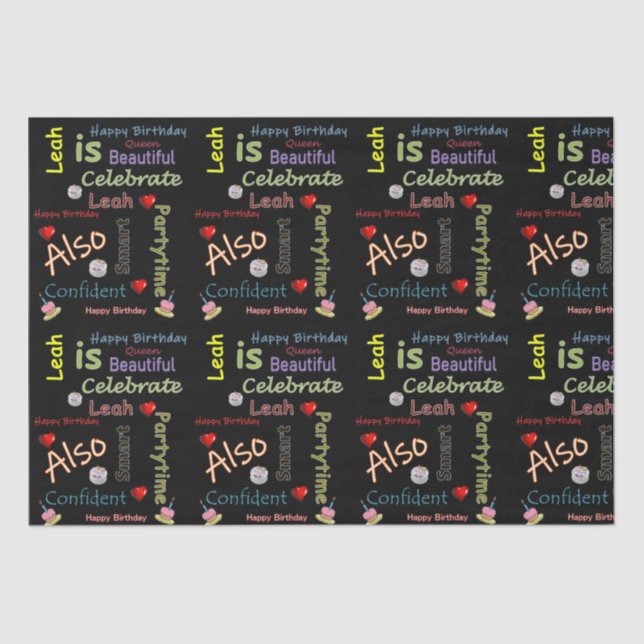 Happy Birthday Tissue Paper Leah (Front)