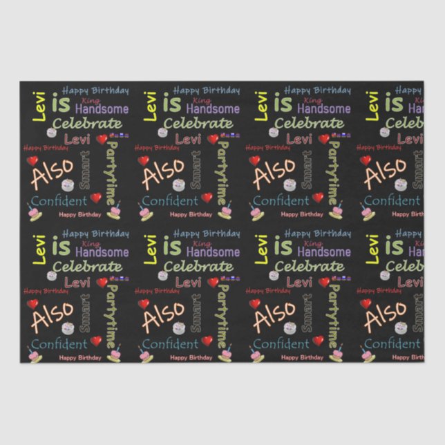 Happy Birthday Tissue Paper Levi (Front)