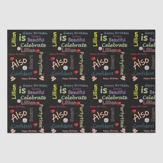 Happy Birthday Tissue Paper Lillian (Front)