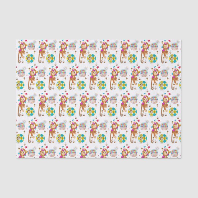 Happy Birthday Tissue Paper Monkey (Front)