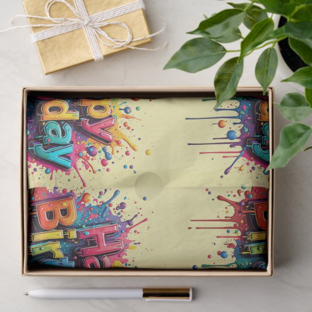 Happy Birthday Tissue Paper - Multicolor Typograph (Gift)