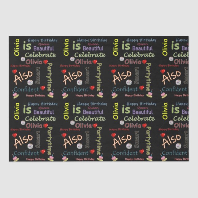 Happy Birthday Tissue Paper Olivia (Front)