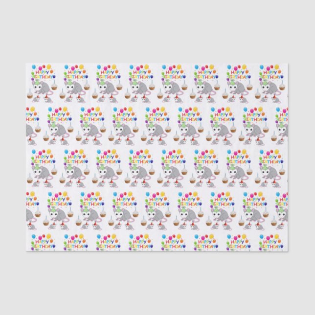 Happy Birthday Tissue Paper Possum (Front)