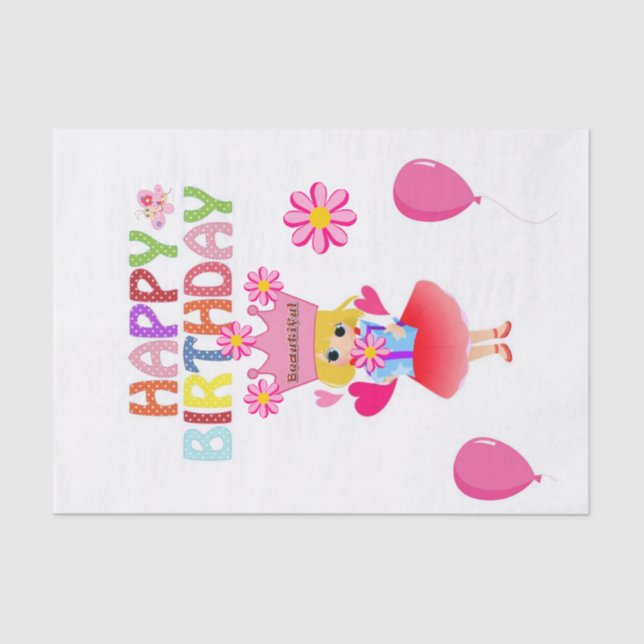 Happy Birthday Tissue Paper Princess (Front)
