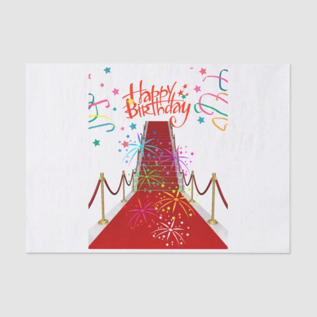 Happy Birthday Tissue Paper Red Carpet (Front)