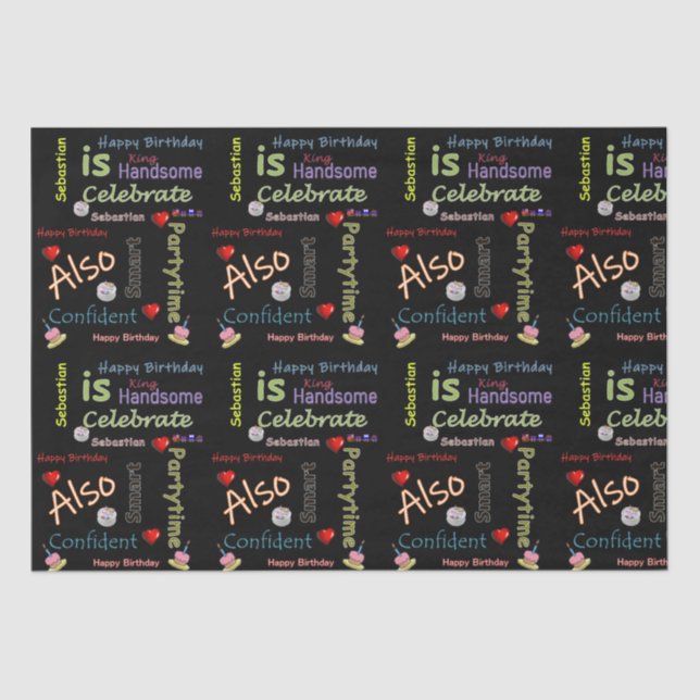 Happy Birthday Tissue Paper Sebastian (Front)