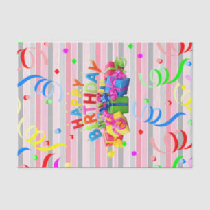 Happy Birthday Tissue Paper Stripe