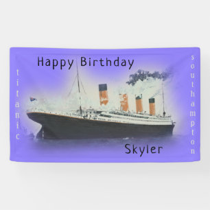 Happy Birthday Titanic Ship Name Purple Twilight Banner