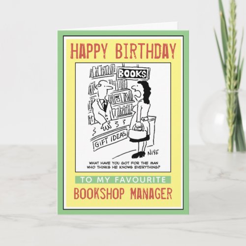 Happy Birthday to a Bookshop Manager Card