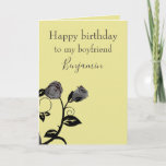 Happy Birthday to a Boyfriend  Card<br><div class="desc">A personalized birthday greeting card for your boyfriend,  this design features an elegant gray and black rose design on a light butterscotch yellow background with complementary gray text.  Inside is a lovely message.  Order your birthday card today!

Image by Clker-Free-Vector-Images from Pixabay

Greeting card message: ©2019 Uchechukwu Nwosu</div>