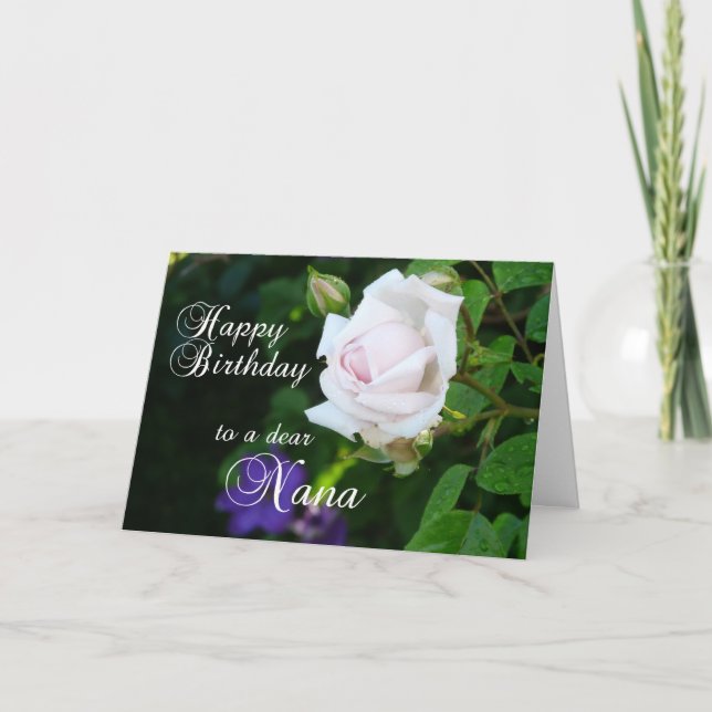 Happy Birthday to a dear Nana-Pink Rose Card (Front)