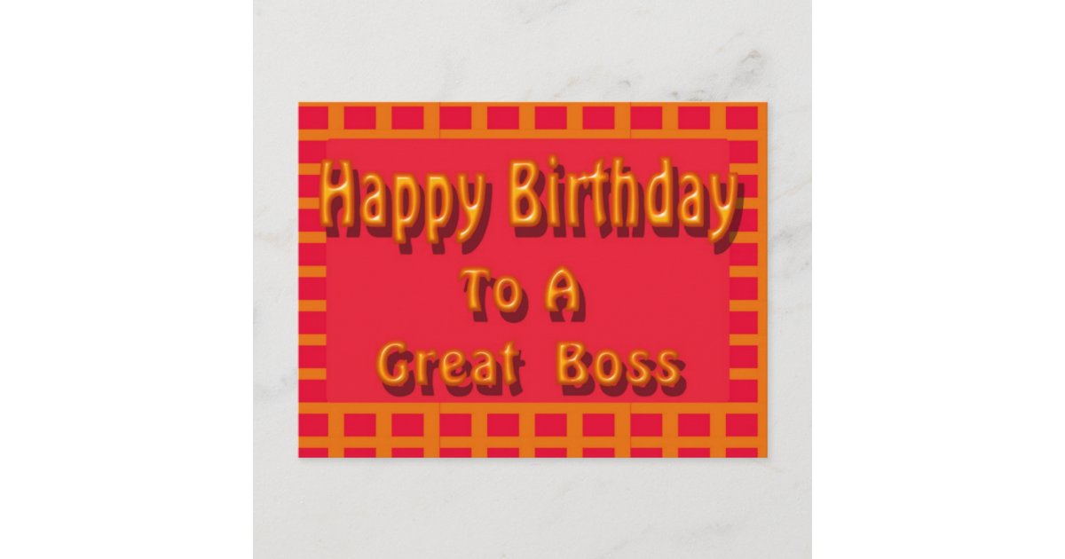 Happy Birthday to a Great Boss Postcard | Zazzle