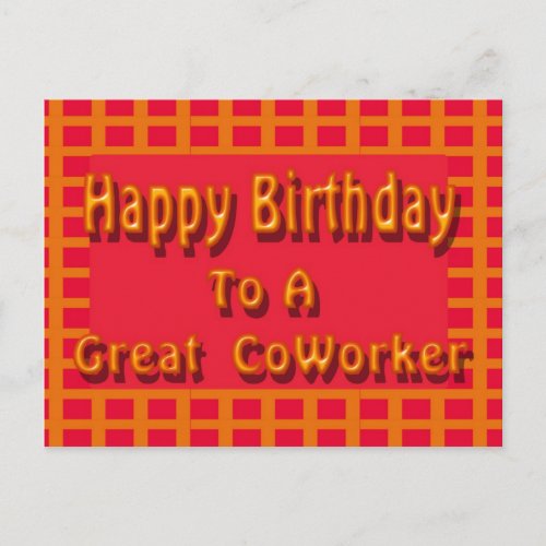 Happy Birthday to a Great CoWorker Postcard