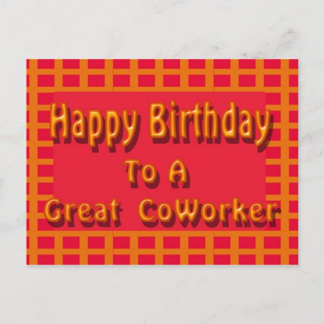 Happy Birthday to a Great CoWorker Postcard (Front)