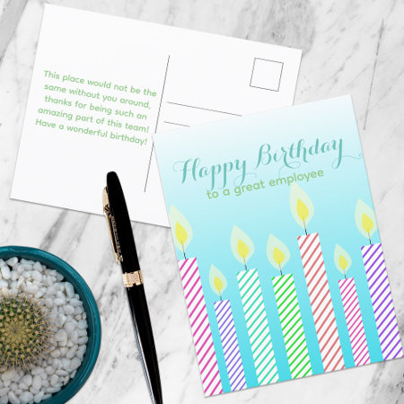 Happy Birthday To A Great Employee Striped Candles