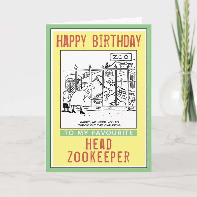 Happy Birthday to a Head Zookeeper. Card (Front)
