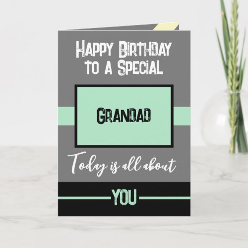 Happy Birthday to a special grandad grey mint Card