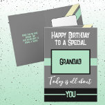 Happy Birthday to a special grandad grey mint Card<br><div class="desc">Happy Birthday to a special grandad. Today is all about you.
Personalise this card for your grandad using the space inside to add your message.
Designed with the colors black,  grey and mint.</div>