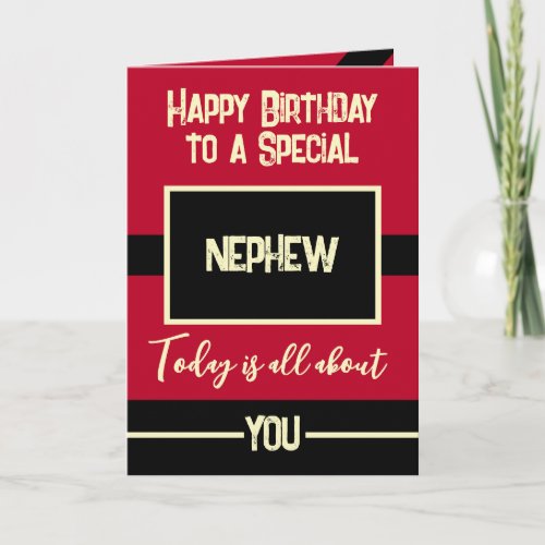 Happy Birthday to a special nephew red black Card