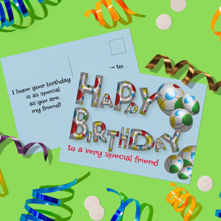 Happy Birthday To A Very Special Friend Typography Postcard