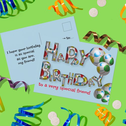 Happy Birthday To A Very Special Friend Typography Postcard
