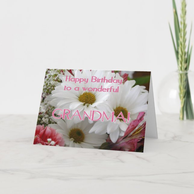 Happy Birthday to a wonderful Grandma!-Daisies Card (Front)