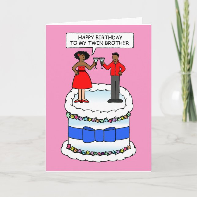 Happy Birthday to African American Twin Brother Card (Front)
